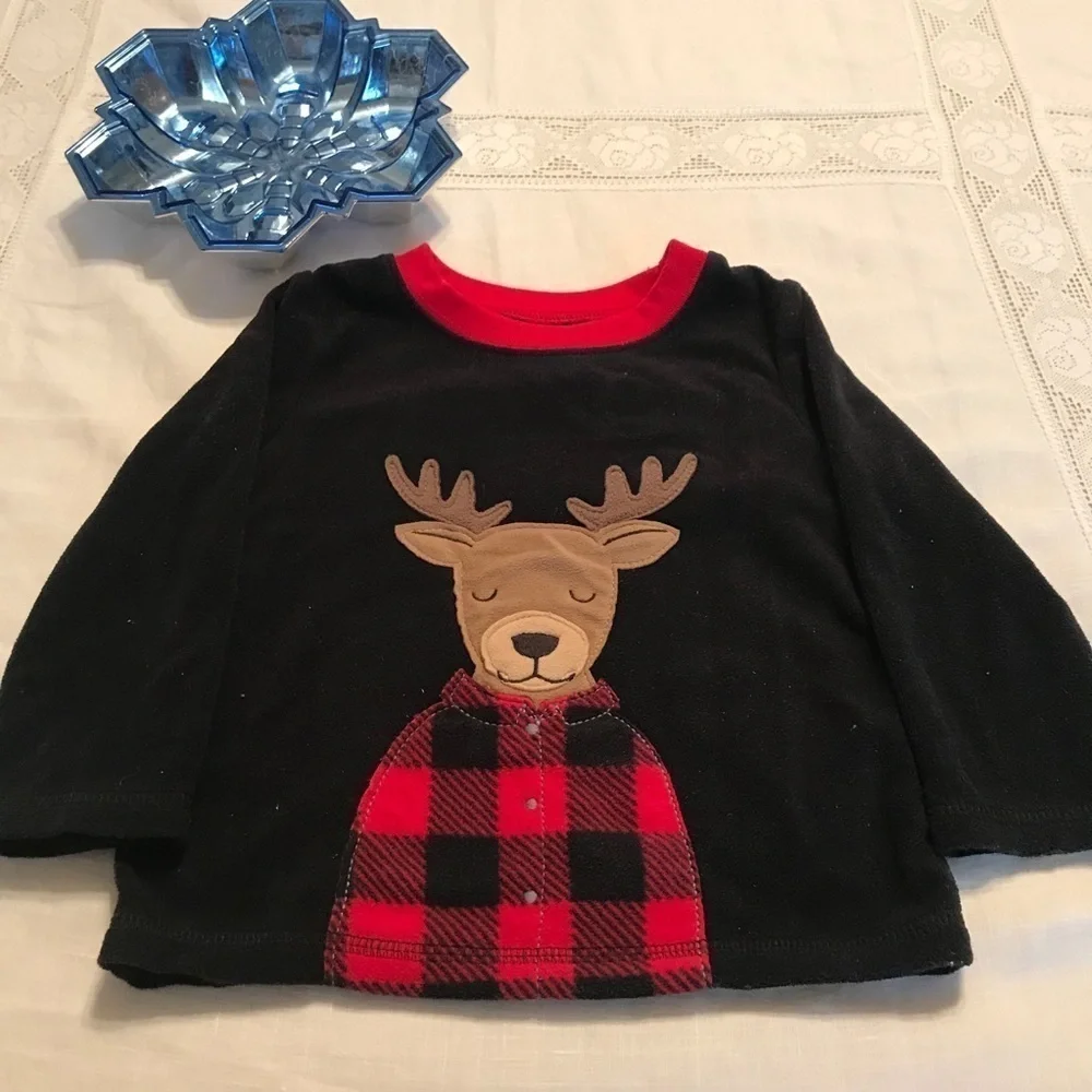 Carter’s Fleece Reindeer Top Long Sleeve 18 Month pullover unisex